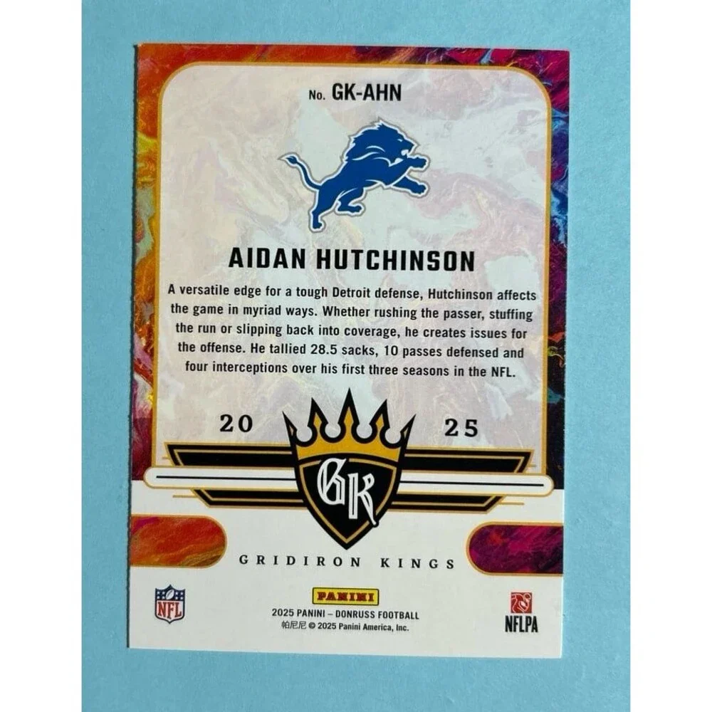 2025 Donruss Gridiron Kings,Detroit Lions ,Aidan Hutchinson card # GK-AHN - Picture 2 of 2